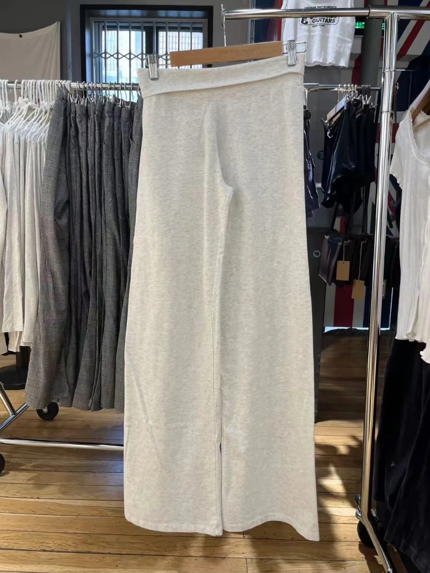 Mint Green Foldover Straight Pants Women Summer Low Waist Cotton Trousers Casual Sweet Girl Preppy Style New Sport Yoga Pants