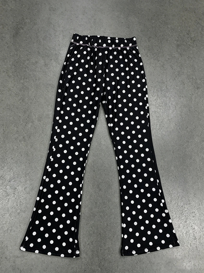 Fashionable Aesthetics Polka Dot Letter Printed Sexy Pants For Women American Retro High Street Versatile Classics Flared Pants