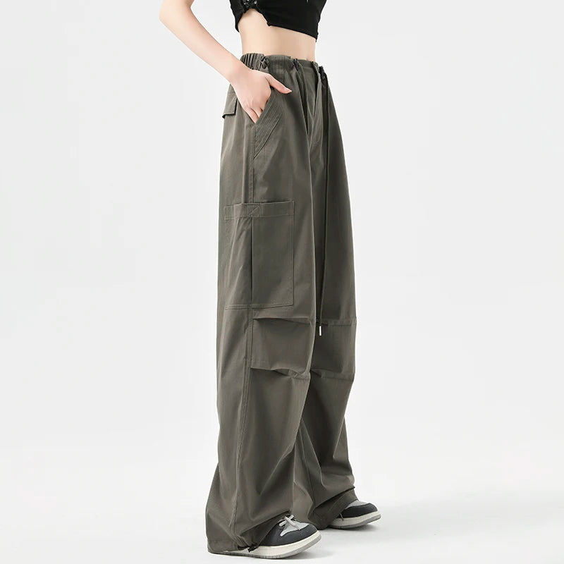 Retro Cargo Pants Women’s Y2K Drawstring Elastic Waist Sweatpants Stylish Streetwear Style Sweatpants Woman Clothes Pants