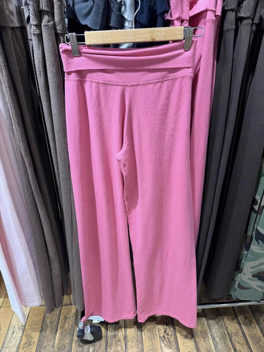 Mint Green Foldover Straight Pants Women Summer Low Waist Cotton Trousers Casual Sweet Girl Preppy Style New Sport Yoga Pants