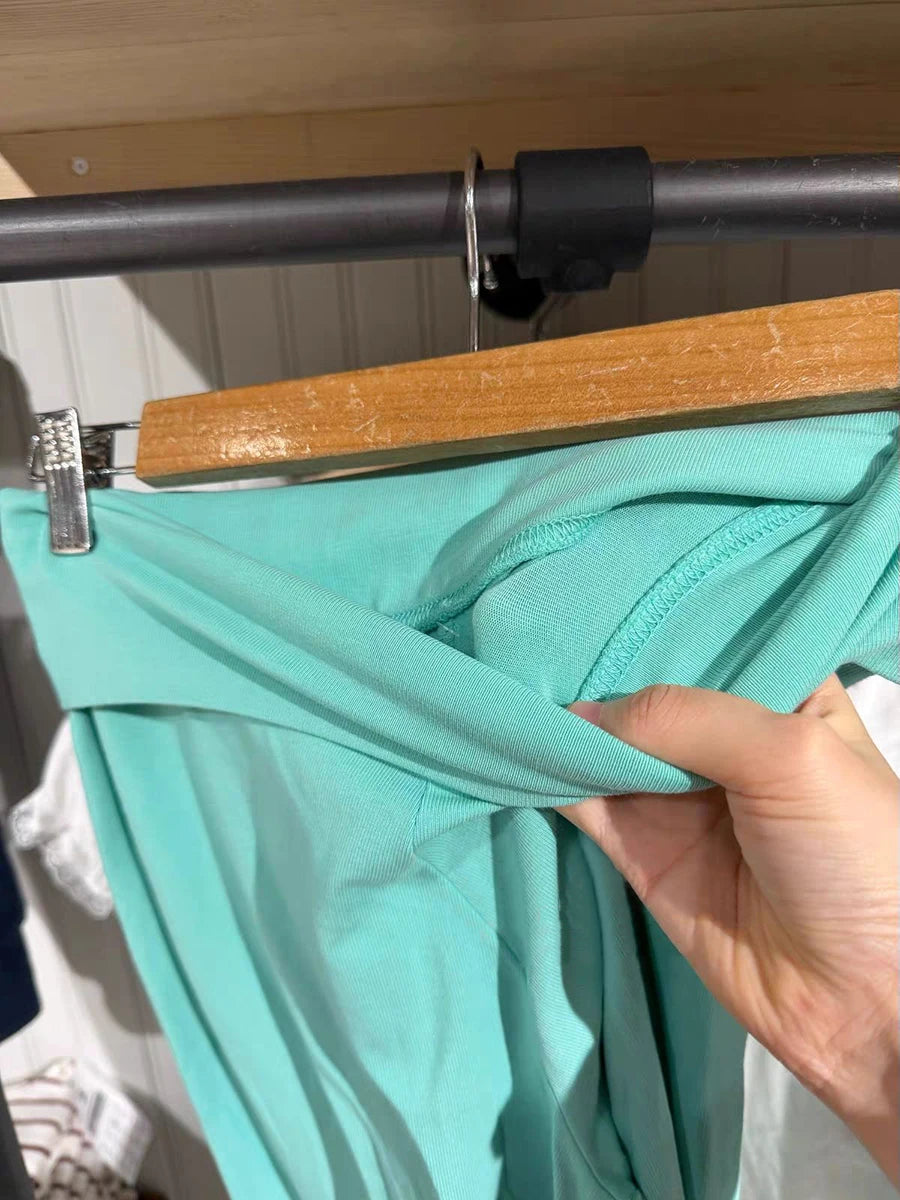 Mint Green Foldover Straight Pants Women Summer Low Waist Cotton Trousers Casual Sweet Girl Preppy Style New Sport Yoga Pants