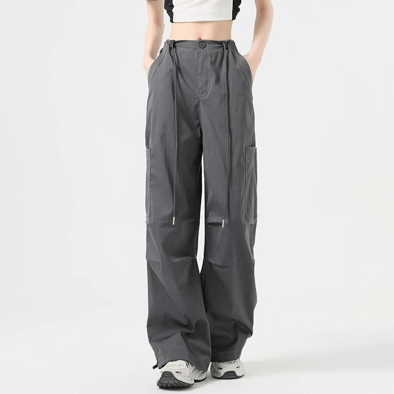Retro Cargo Pants Women’s Y2K Drawstring Elastic Waist Sweatpants Stylish Streetwear Style Sweatpants Woman Clothes Pants