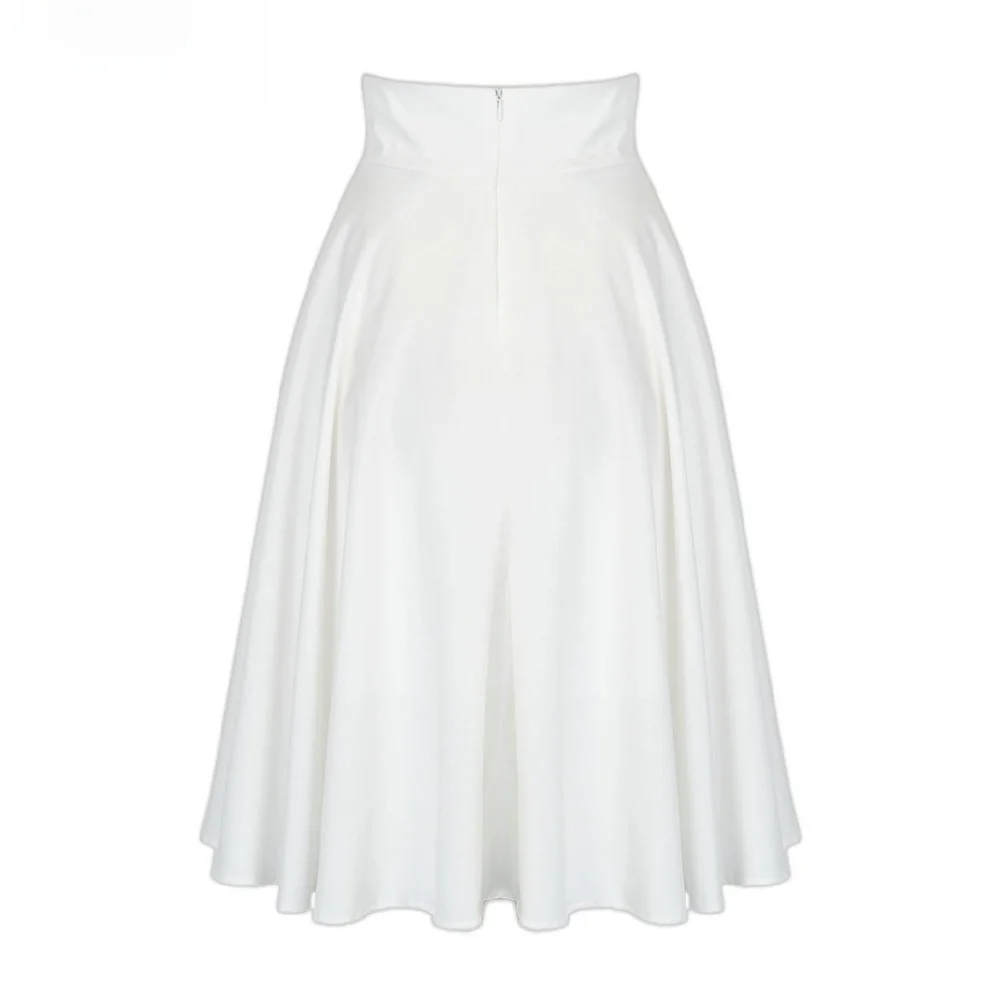 Fashion Solid Color High Waist Skirt Bohemian Style Casual Mid-length Skirt Pleated Skirt Summer
