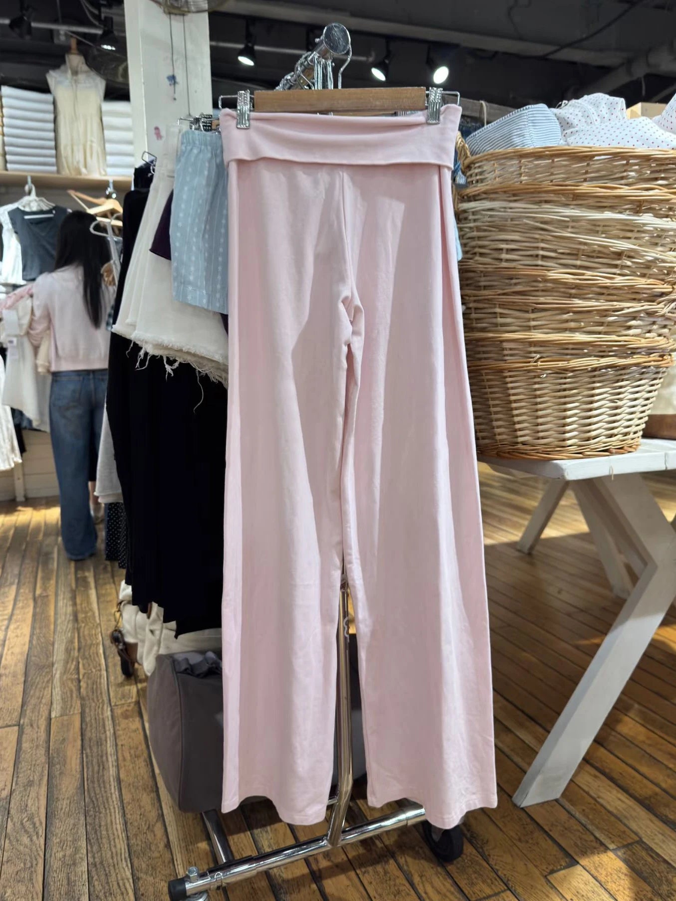 Mint Green Foldover Straight Pants Women Summer Low Waist Cotton Trousers Casual Sweet Girl Preppy Style New Sport Yoga Pants