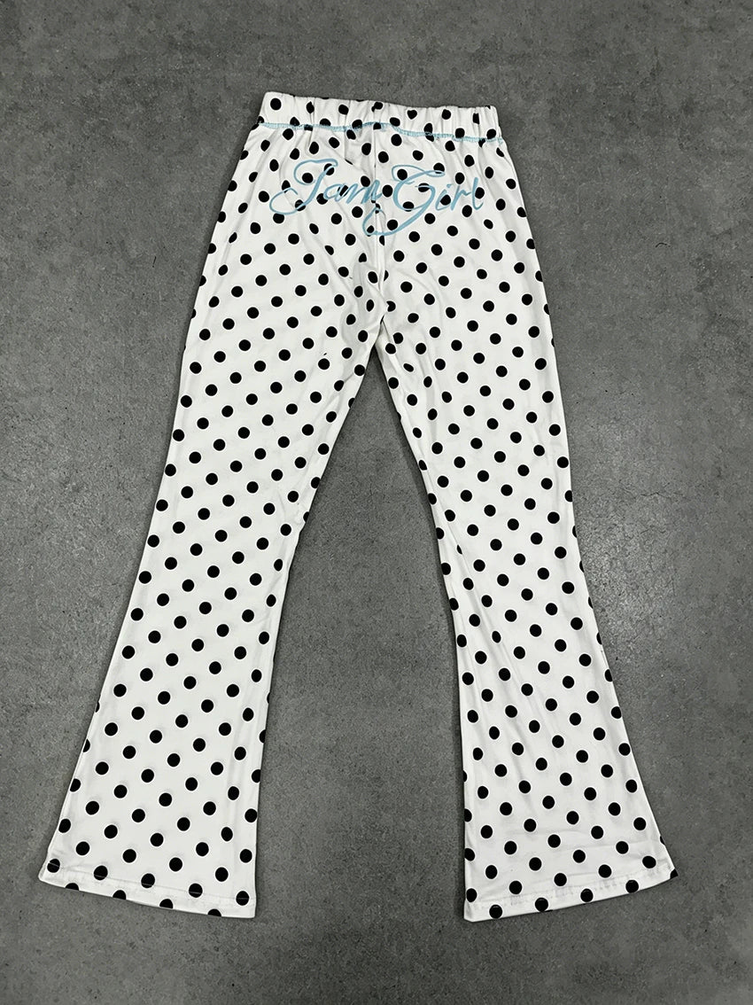 Fashionable Aesthetics Polka Dot Letter Printed Sexy Pants For Women American Retro High Street Versatile Classics Flared Pants