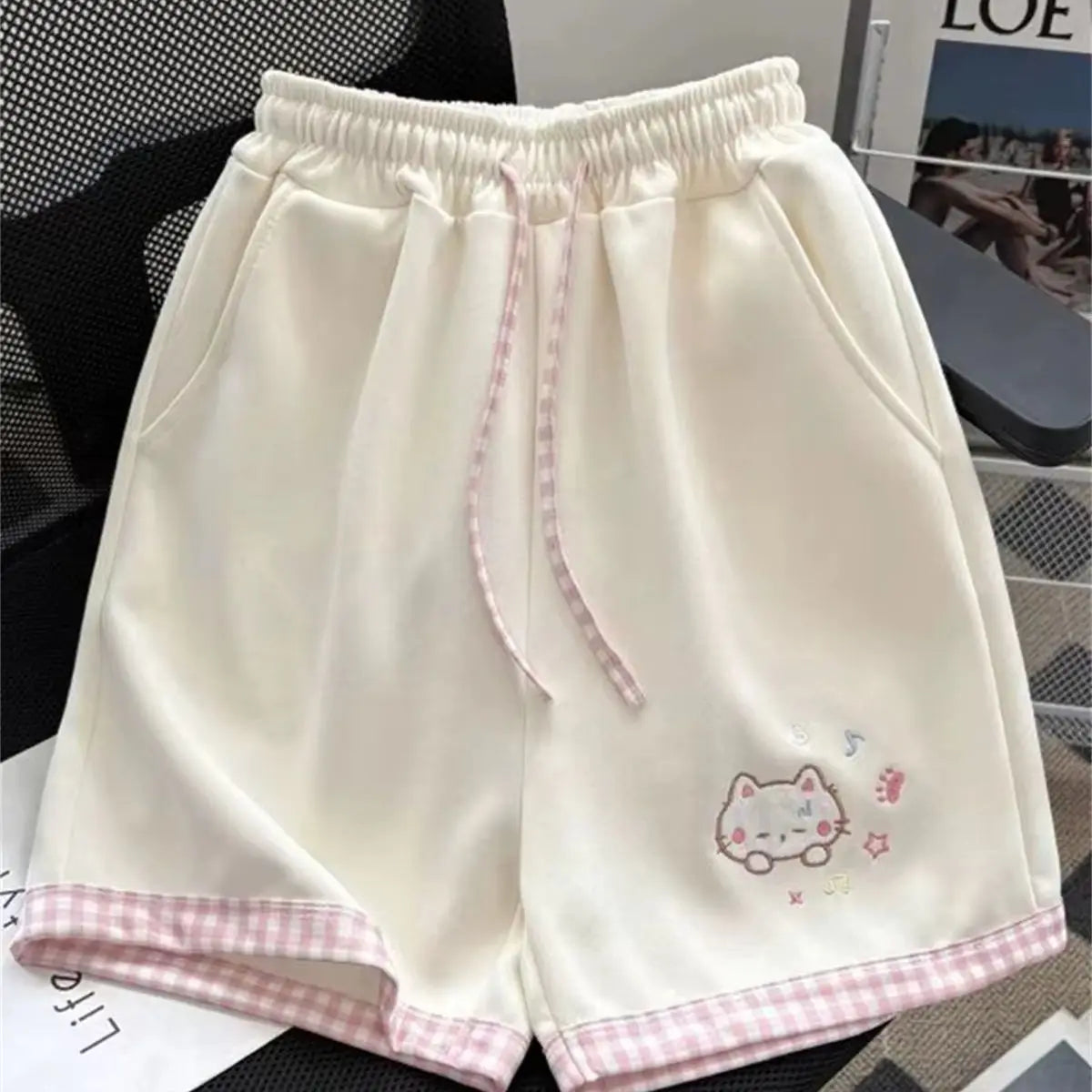 Japanese Kawaii Lolita Style Shorts Women Sweet Cartoon Embroidery Star Print Short Pants Girls Y2k Cute Home Shorts Ropa Mujer