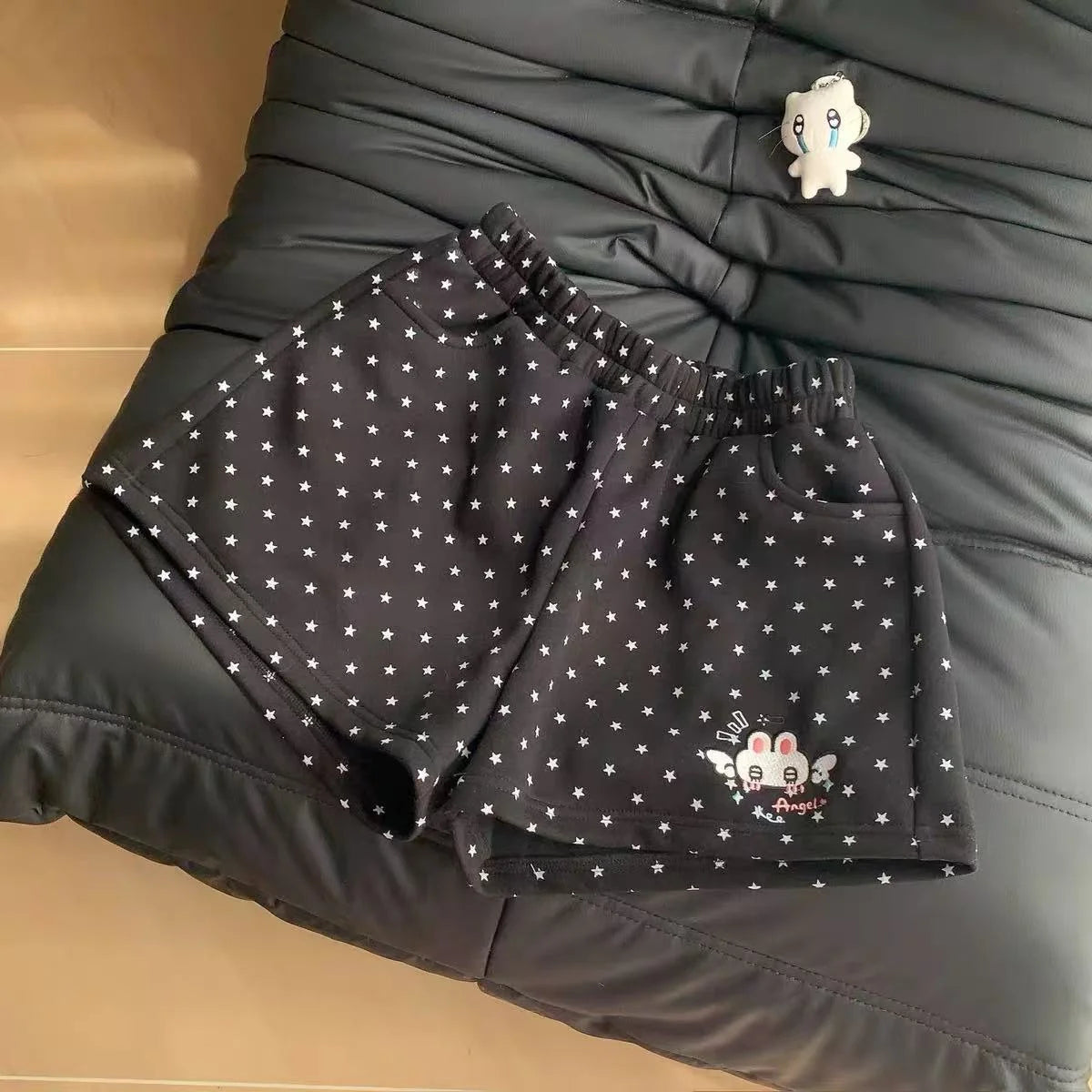 Japanese Kawaii Lolita Style Shorts Women Sweet Cartoon Embroidery Star Print Short Pants Girls Y2k Cute Home Shorts Ropa Mujer