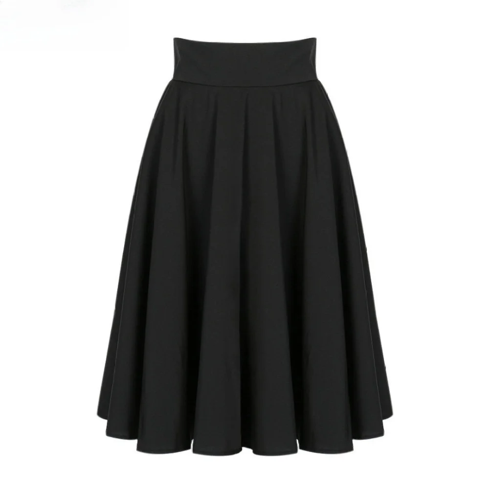 Fashion Solid Color High Waist Skirt Bohemian Style Casual Mid-length Skirt Pleated Skirt Summer